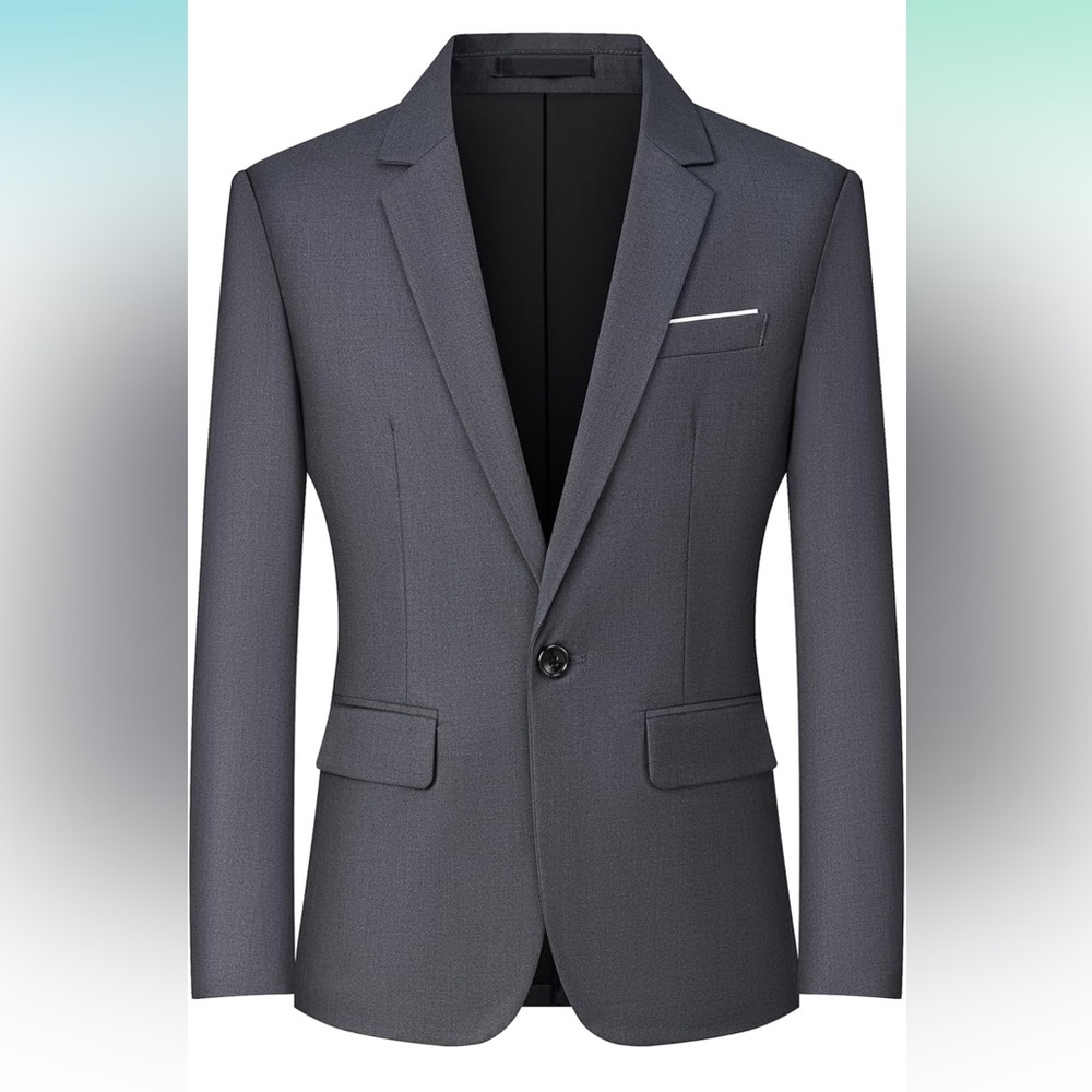 NWT Men Suit Sport Coat One Button Travel Blazer Lightweight Suit Jacket Gray